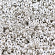 Glasperler - seed beads 10/0. 2 mm. Forsølvet. 450+ stk. 